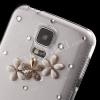 Луксозен твърд гръб / капак / 3D с камъни за Samsung G900 Galaxy S5 - прозрачен / балерина