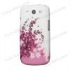 Заден предпазен капак / твърд гръб / за Samsung I9300 GALAXY S3 / Samsung S3 i9300 - бял / розови цветя с камъни