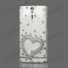 Луксозен заден предпазен капак / твърд гръб / с камъни за Sony Xperia S Lt26i - Сърце