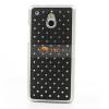 Заден предпазен твърд гръб / капак / с камъни за HTC One Mini M4 - черен с метален кант
