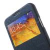 Луксозен кожен калъф Flip тефтер WOW Bumper S-View за Samsung Galaxy Note 3 Neo N7505 - тъмно син