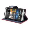 Луксозен кожен калъф Flip тефтер със стойка MERCURY за HTC One M7 - червено и синьо