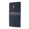 Луксозен кожен калъф Flip тефтер със стойка MERCURY за HTC One M7 - тъмно син