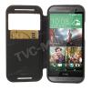 Луксозен кожен калъф Flip тефтер WOW Bumper S-View за HTC One M8 - Mercury GOOSPERY / черен