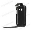 Кожен калъф тип Flip за Samsung Galaxy Y Duos S6102 - Carbon / черен