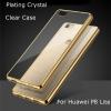 Луксозен твърд гръб за Huawei Ascend P8 Lite / Huawei P8 Lite - прозрачен / златист кант