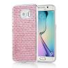 Силиконов калъф / гръб / TPU за Samsung Galaxy S6 Edge G925 - розов с камъни