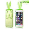 Силиконов калъф / гръб / TPU 3D Rabbit за Apple iPhone 6 4,7" - жълто / зелен
