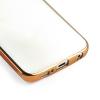 Силиконов калъф / гръб / TPU за Samsung Galaxy S6 Edge G925 - прозрачен / златист кант