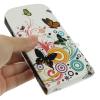Кожен калъф Flip тефтер за Apple iPhone 4, 4S - бял с пеперуди