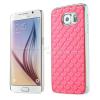Твърд гръб / капак / с камъни за Samsung Galaxy S6 G920 - розов с метален кант