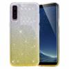 Силиконов калъф / гръб / TPU за Samsung Galaxy A7 2018 A750F - преливащ / сребристо и златисто / брокат