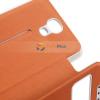 Kожен калъф Flip Cover S-View тип тефтер със стойка за Samsung Galaxy S4 mini i9190 / i9192 / i9195 - оранжев