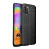 Луксозен силиконов калъф / гръб / TPU Auto Focus за Samsung Galaxy A31 - черен / имитиращ кожа