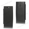 Кожен калъф Flip тефтер Carbon за Sony Xperia S Lt26i - черен