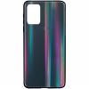 Луксозен стъклен твърд гръб Aurora за Samsung Galaxy A12 - преливащ / черен