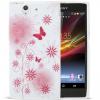 Силиконов калъф / гръб / TPU за Sony Xperia Z L36h - бял със розови цветя