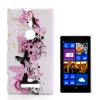 Силиконов калъф / гръб / TPU за Nokia Lumia 925 - бял с пеперуди