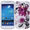 Заден предпазен твърд гръб / капак / за Samsung Galaxy S4 Mini I9190 / I9192 / I9195 - бял с лилави цветя