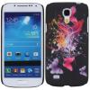 Заден предпазен твърд гръб / капак / за Samsung Galaxy S4 Mini I9190 / I9192 / I9195 - черен с цветни пеперуди