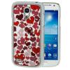 Луксозен заден предпазен твърд гръб / капак / с камъни за Samsung Galaxy S4 mini i9190 / i9195 / i9192 - бял със сърца
