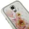 Луксозен заден предпазен твърд гръб / капак / с камъни за Samsung Galaxy S4 mini i9190 / i9195 / i9192 - бял с цветя
