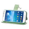 Луксозен кожен калъф Flip тефтер със стойка за Samsung Galaxy S4 Mini I9195 / I9192 / I9190 - цвете с камъни / зелен