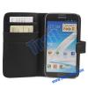 Кожен калъф Flip тефтер със стойка за Samsung Galaxy Note II / 2 N7100 - черен