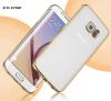 Твърд гръб / капак / G-Case Shiny Series за Samsung Galaxy S6 G920 - прозрачен със златен кант