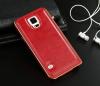Метален бъмпер / Bumper с кожен гръб за Samsung G900 Galaxy S5 i9600 - червен