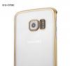 Твърд гръб / капак / G-Case Shiny Series за Samsung Galaxy S6 G920 - прозрачен със златен кант