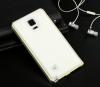 Метален бъмпер / Bumper с кожен гръб за Samsung G900 Galaxy S5 i9600 - бял