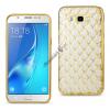 Силиконов калъф / гръб / TPU 3D за Samsung Galaxy J3 / Galaxy J3 2016 J320 - прозрачен със златист кант / ромб