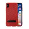 Луксозен силиконов калъф / гръб / KST със стойка за Apple iPhone X - червен / Carbon