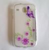 Силиконов калъф / гръб / TPU за Samsung Galaxy Core I8260 / Samsung Core i8262 - прозрачен с лилави цветя и пеперуда