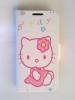 Кожен калъф Flip тефтер със стойка за Samsung Galaxy S4 Mini I9190 / I9192 / I9195 - бяло и розово / Hello Kitty 2