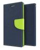 Кожен калъф Flip тефтер със стойка MERCURY Fancy Diary за Sony Xperia XA2 - тъмно син със зелено