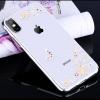 Луксозен твърд гръб KINGXBAR Swarovski Diamond за Apple iPhone X / iPhone XS - прозрачен / сребрист кант / цветя и пеперуди