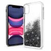 Луксозен твърд гръб 3D Water Case за Samsung Galaxy A20e - прозрачен / течен гръб с черен брокат