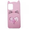 Силиконов калъф / гръб / TPU 3D за Apple iPhone 12 / 12 Pro 6.1'' - Love Cat / розов