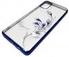 Луксозен силиконов калъф / гръб / TPU / Elegant с камъни за Samsung Galaxy A51 - прозрачен със син кант / перо
