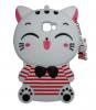 Силиконов калъф / гръб / TPU 3D за Samsung Galaxy A5 2017 A520 - Lucky Kitty / бял / райе