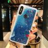 Луксозен твърд гръб 3D Water Case за Huawei Y7 2019 - прозрачен / течен гръб със син брокат / звездички