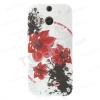 Силиконов калъф / гръб / TPU за HTC One M8 - бял с червени цветя