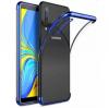 Луксозен силиконов калъф / гръб / TPU за Samsung Galaxy A70 - прозрачен / син кант