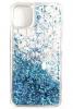 Луксозен гръб 3D Marble Water Case за Apple iPhone 11 6.1'' - прозрачен / течен гръб със син брокат