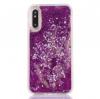 Луксозен твърд гръб 3D Water Case за Samsung Galaxy A10 - прозрачен / течен гръб с лилав брокат