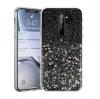 Силиконов калъф / гръб / TPU Brillant Clear Case за Xiaomi Redmi 9A - черен / сребрист брокат