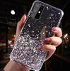 Силиконов калъф / гръб / TPU Brillant Clear Case за Samsung Galaxy A02s - черен / сребрист брокат