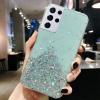 Силиконов калъф / кейс / Brillant Clear Case за Moto E7 - зелен / сребрист брокат